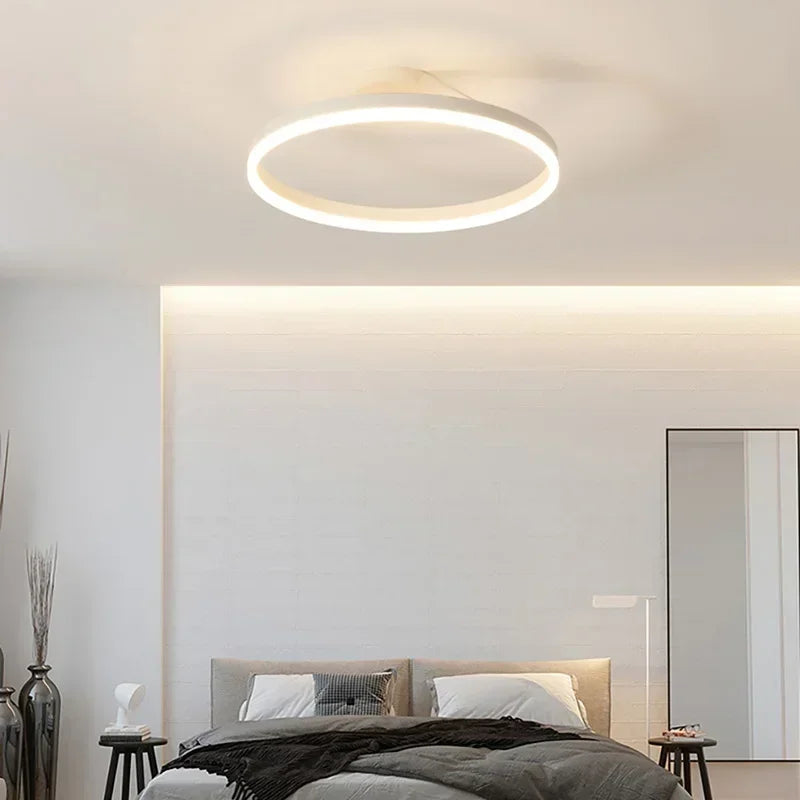 Nordic Design LED Ring Ceiling Lamp – Elegant Chandelier for Bedroom and Living Room