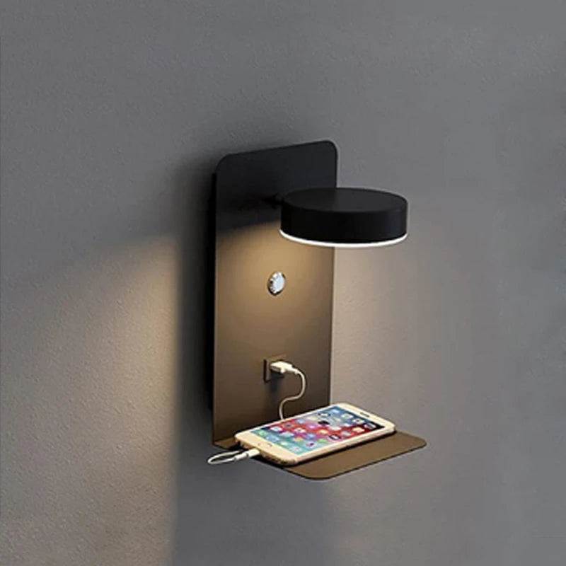 LED Wall Lamp with Switch and USB Charging Port: Modern Art Lighting