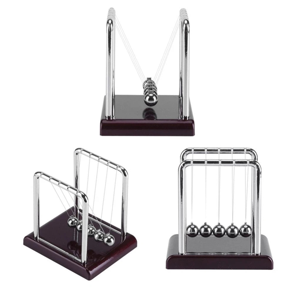 Newton's Cradle Desk Decor – Metal Pendulum Balls & Steel Balance Physics Toy