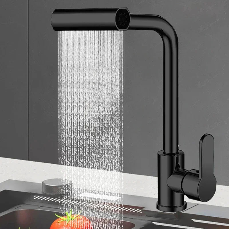 Waterfall Kitchen Faucet - Stainless Steel 360° Rotating with Hot & Cold Water Flow