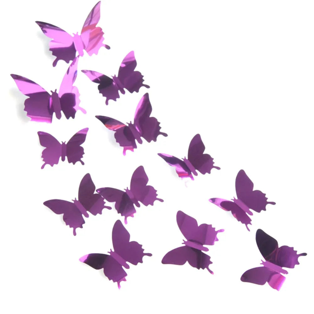 3D Butterfly Mirror Stickers 12pcs – DIY Removable Wall Decals for Home, Kids Room & Party Decor