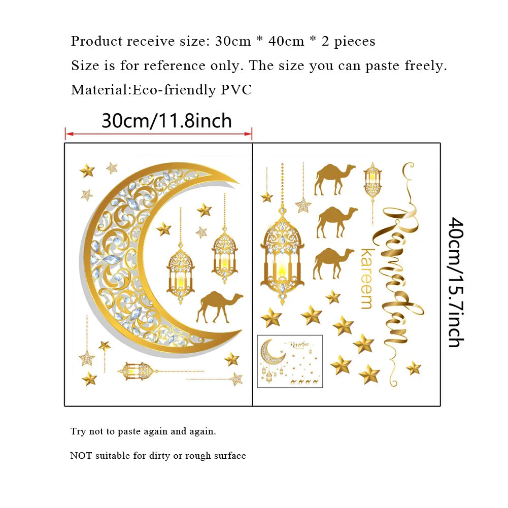 Crescent Moon and Star Wall Stickers - Glow-in-the-Dark Décor