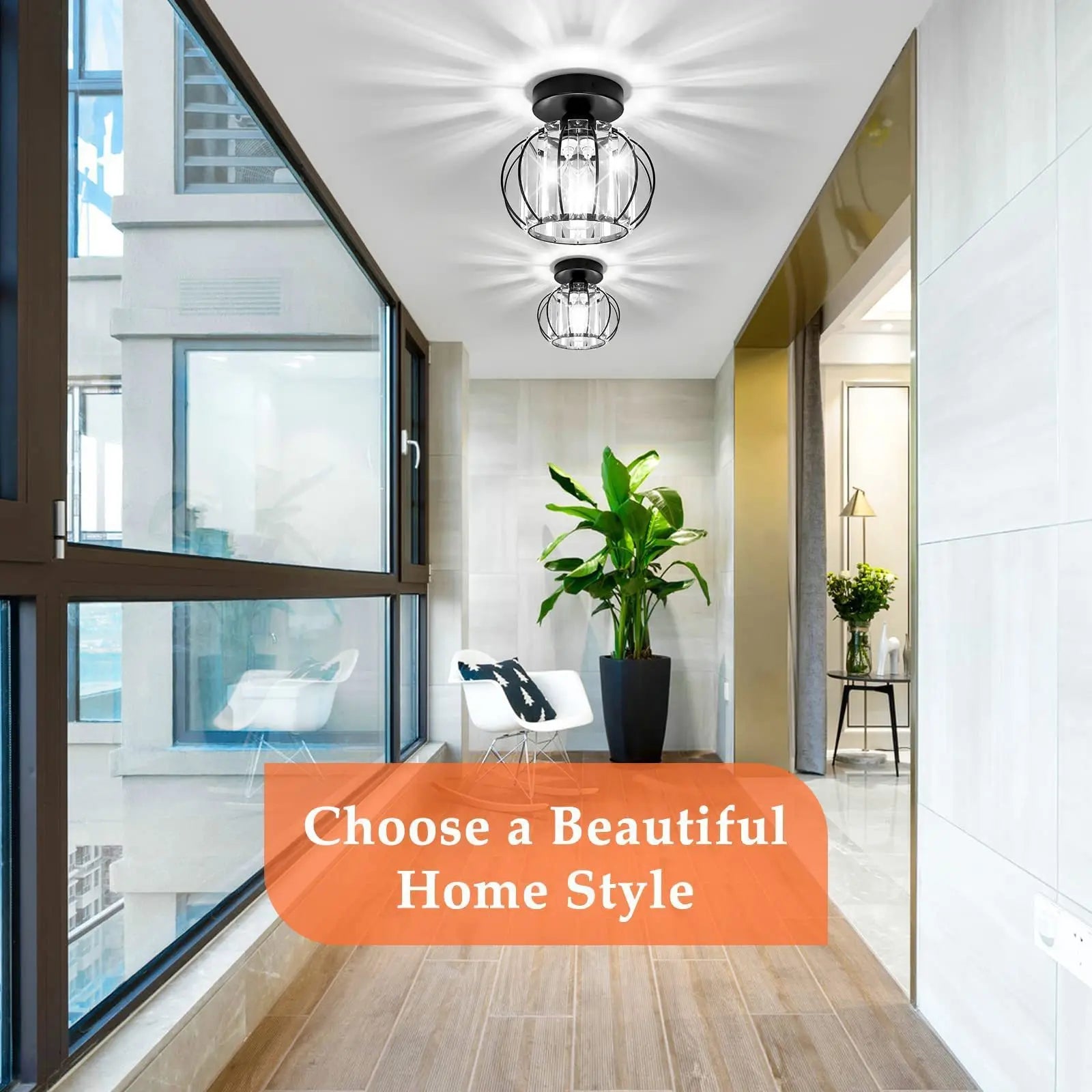 Nordic K9 Crystal Ceiling Light – Elegant Fixture for Modern Interiors