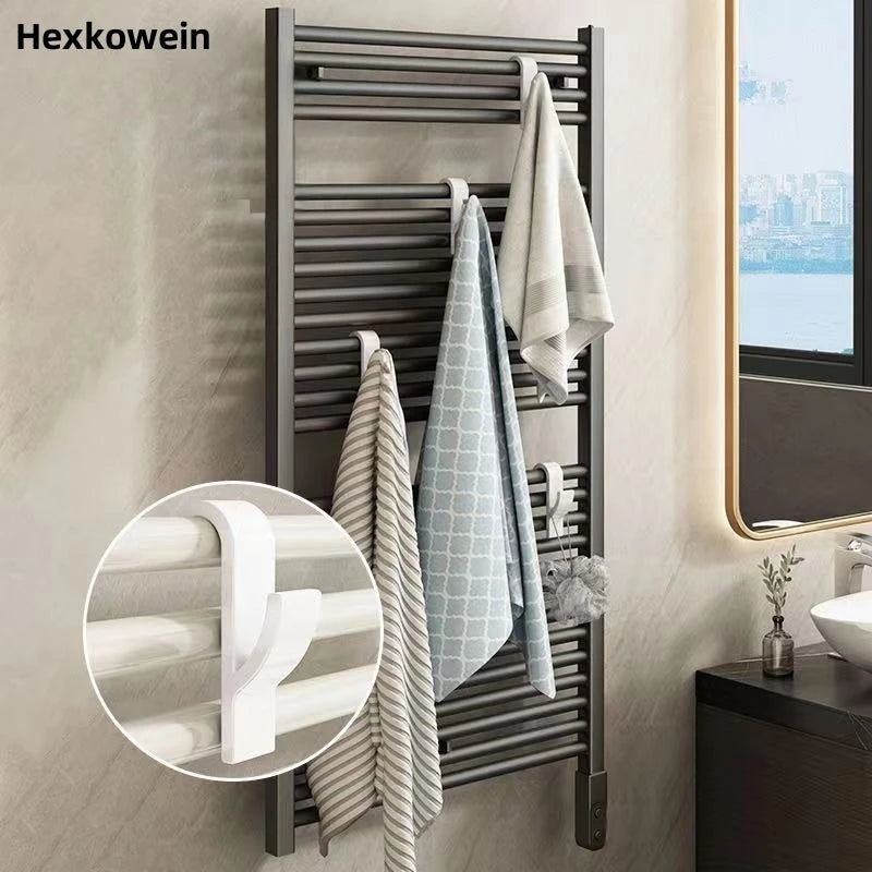 Bathroom Shower Towel Holder & Hanger – Heated Radiator Rail Hooks for Towels, Clothes, and Scarves