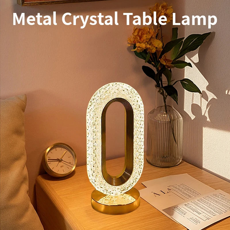 LED Table Lamp Touch Crystal Acrylic Three-Color Light Change Romantic Bar Bedroom Night Light