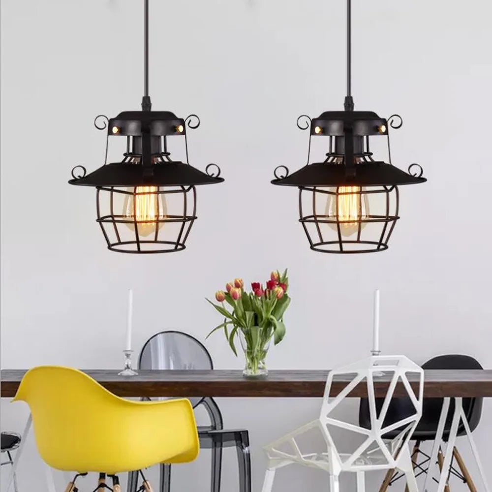 Industrial Retro Chandelier - Nostalgic Pendant Light for Dining Rooms and Corridors