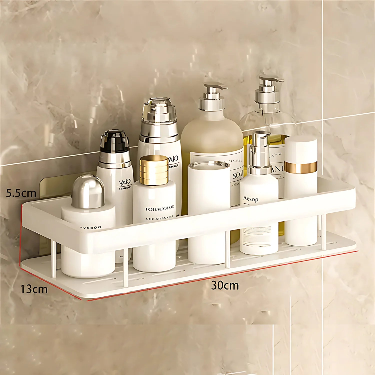 2PCS Aluminum Bathroom & Kitchen Shelf – No-Drill Dual-Tier Storage Organizer