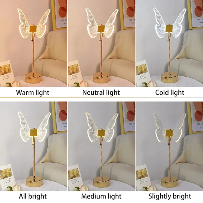 Modern Butterfly LED Table Lamp – Retro Gold Acrylic Desk Lamp for Living Room & Bedroom