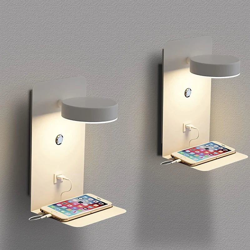 LED Wall Lamp with Switch and USB Charging Port: Modern Art Lighting