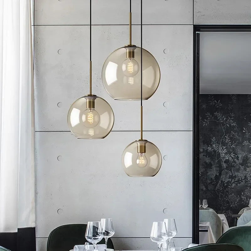 Nordic Glass Pendant Light – Elegant Hanging Lamp for Dining Rooms and More