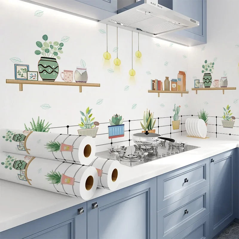 High-Temperature Oil Fume Resistant Kitchen Wall Stickers – Waterproof & Self-Adhesive Transparent Decals