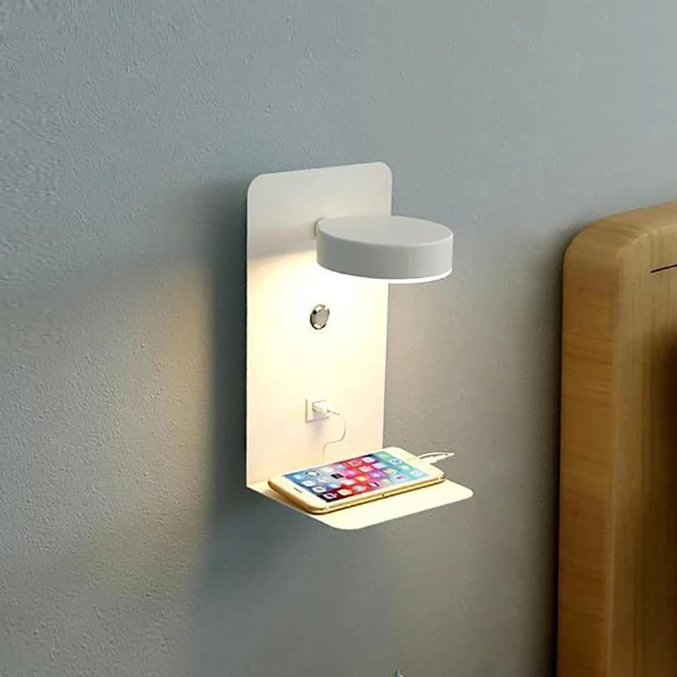 LED Wall Lamp with Switch and USB Charging Port: Modern Art Lighting