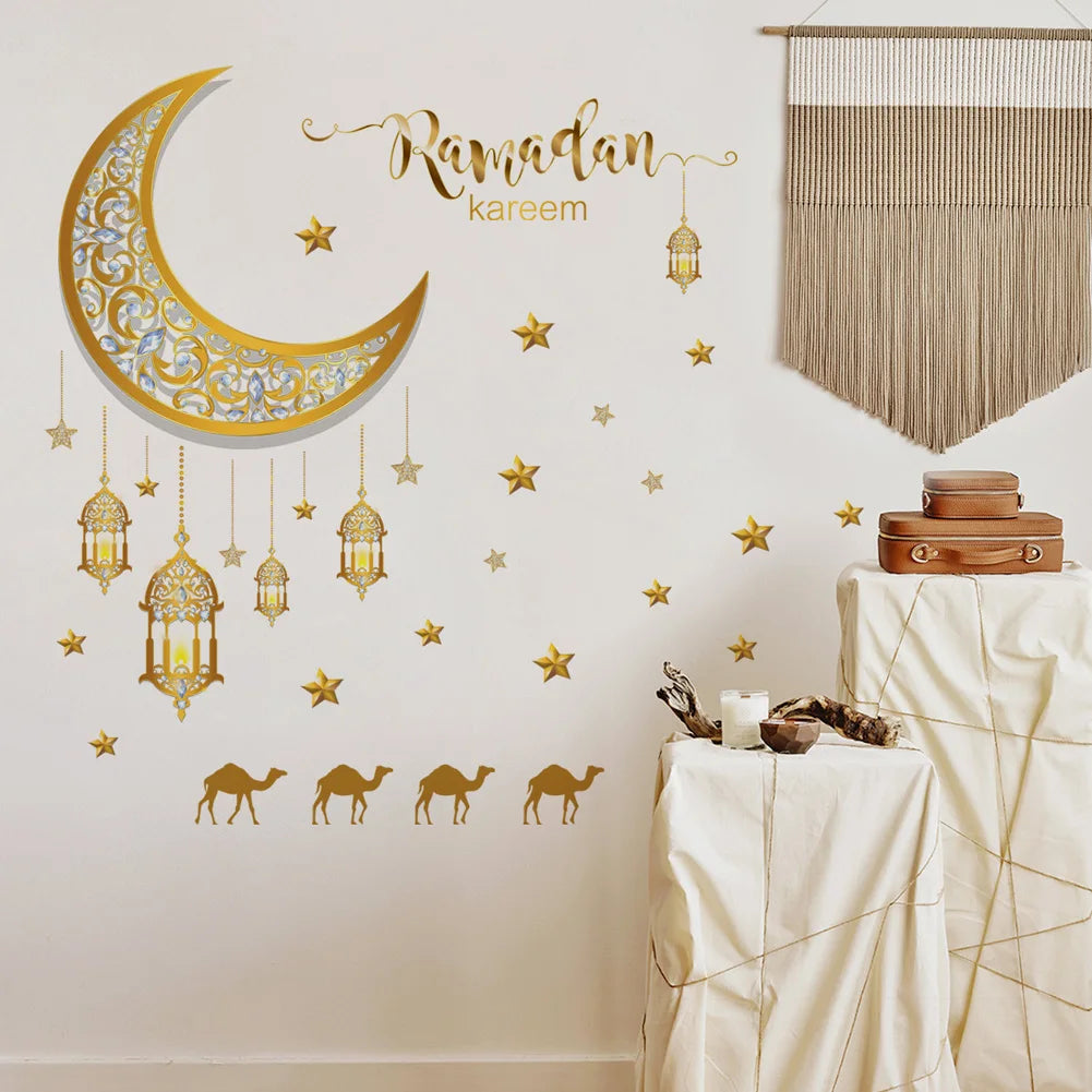 Crescent Moon and Star Wall Stickers - Glow-in-the-Dark Décor