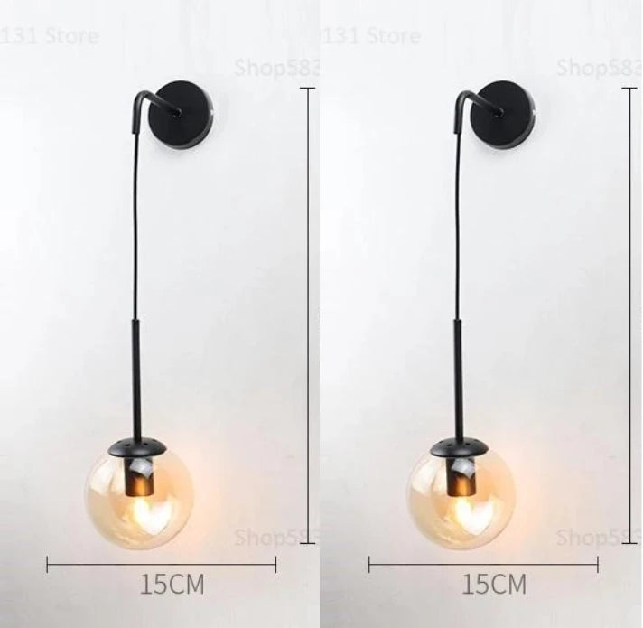 Nordic Modern Vintage Wall Lamps: LED Glass Ball Elegance for Your Home