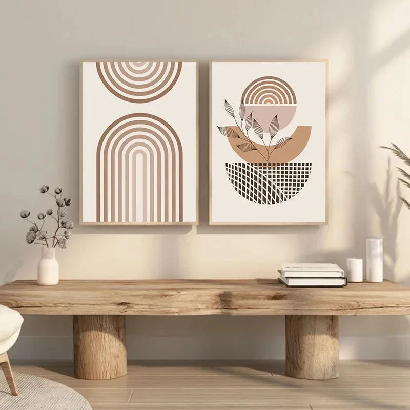 Bohemian Block Canvas Prints – Nordic Minimalist Line Art for Living Room & Bedroom Décor