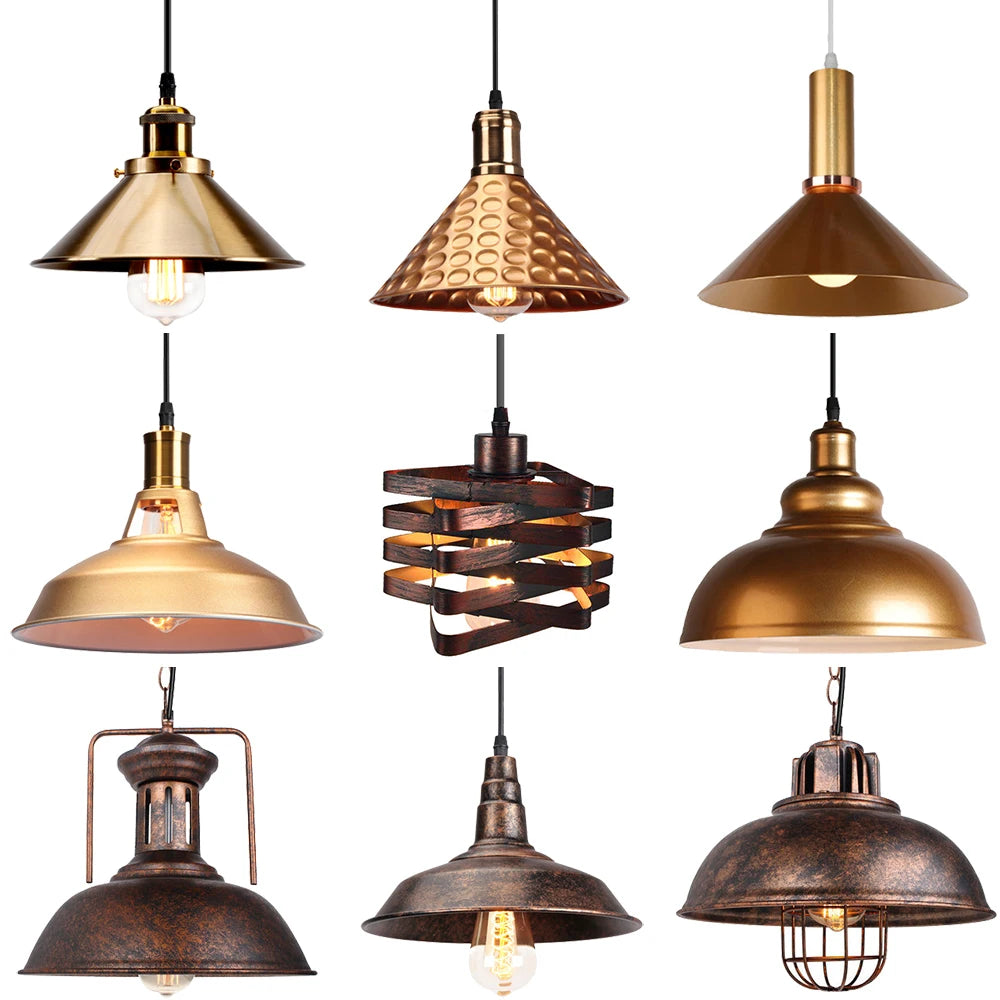 Gold Rust Retro Pendant Light – Vintage Elegance for Your Home