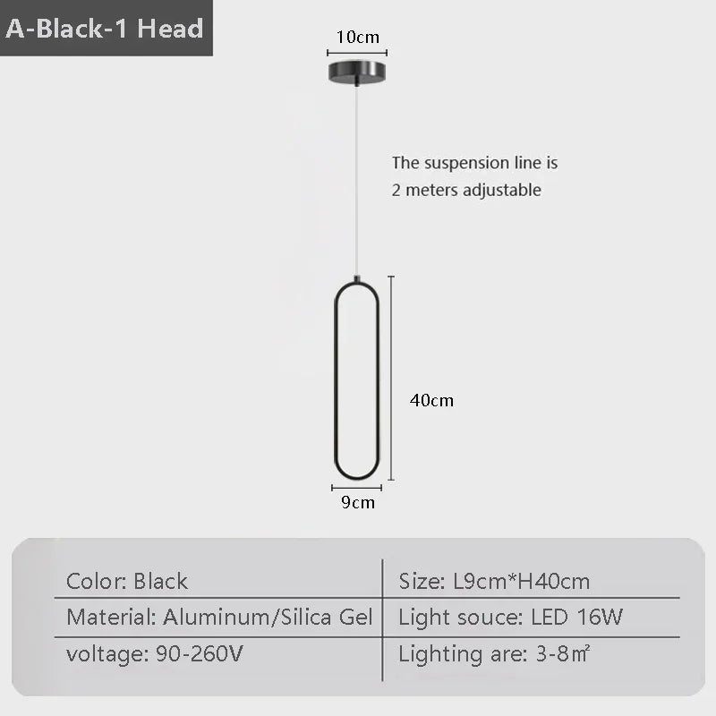 Modern LED Pendant Light: Black and Gold Hanging Lamp