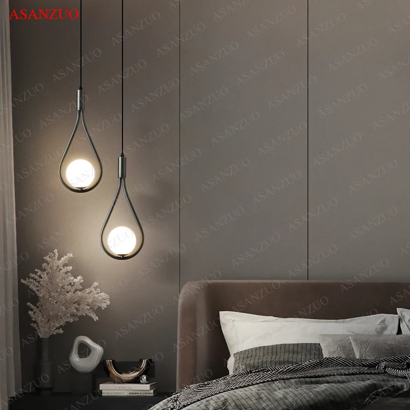 Nordic Bedroom Glass Ball Brass Pendant Lamp for Home Decor