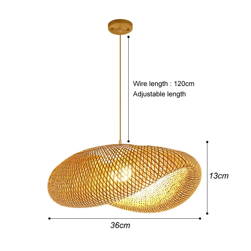 Bamboo Hanging Lamp – Hand-Knit Rattan Pendant Light for Dining and Home Decor