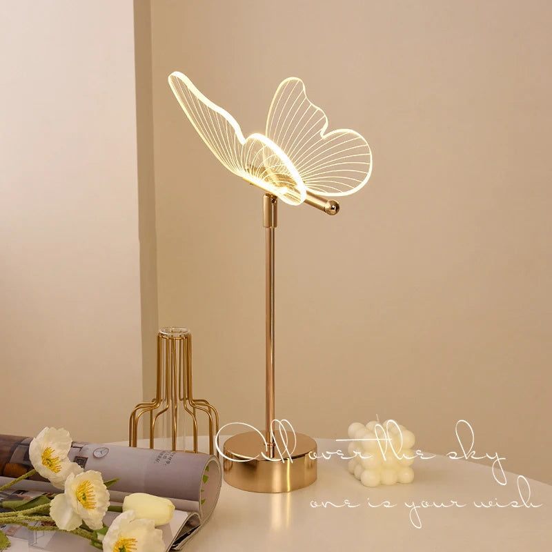 Modern Butterfly LED Table Lamp – Retro Gold Acrylic Desk Lamp for Living Room & Bedroom