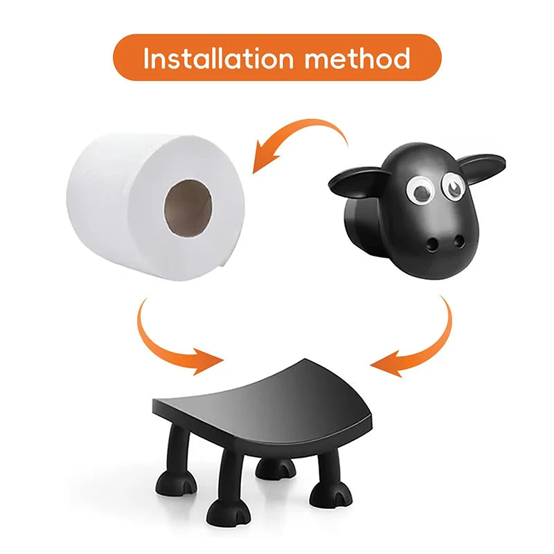 Cartoon Sheep Toilet Roll Paper Holder – Creative Tissue Holder for Living Room, Dining Table, Kitchen & Bedroom