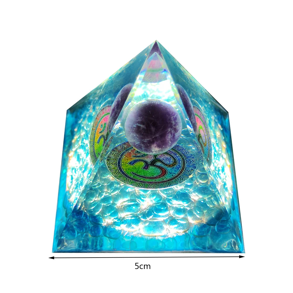 Natural Energy Healing Crystal Orgonite Pyramid Sculpture – Symbol of Luck, Wealth, and Positive Energy