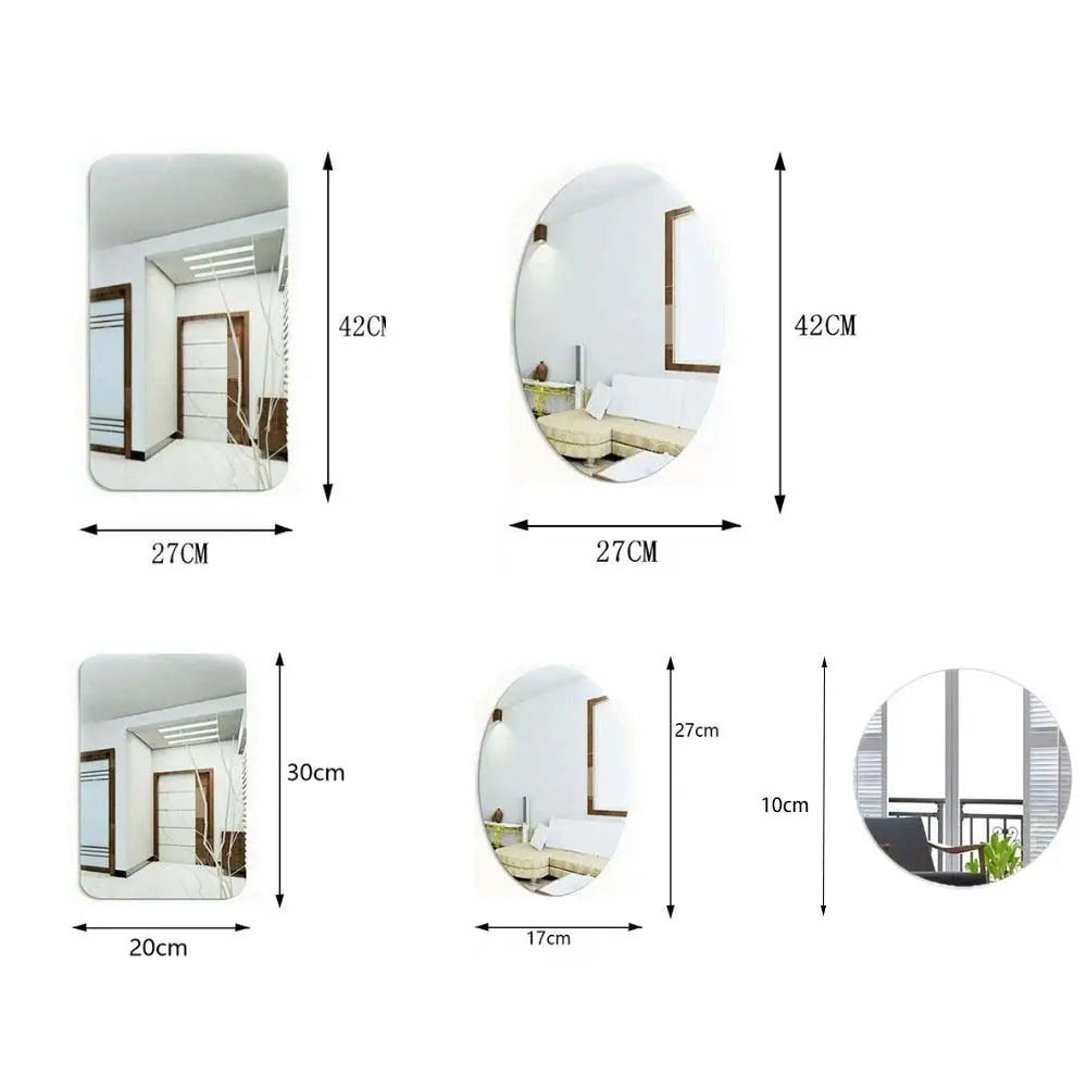 Self-Adhesive Oval Acrylic Anti-Fog Mirror for Bathroom & Home Decoration – Waterproof, Corrosion-Resistant