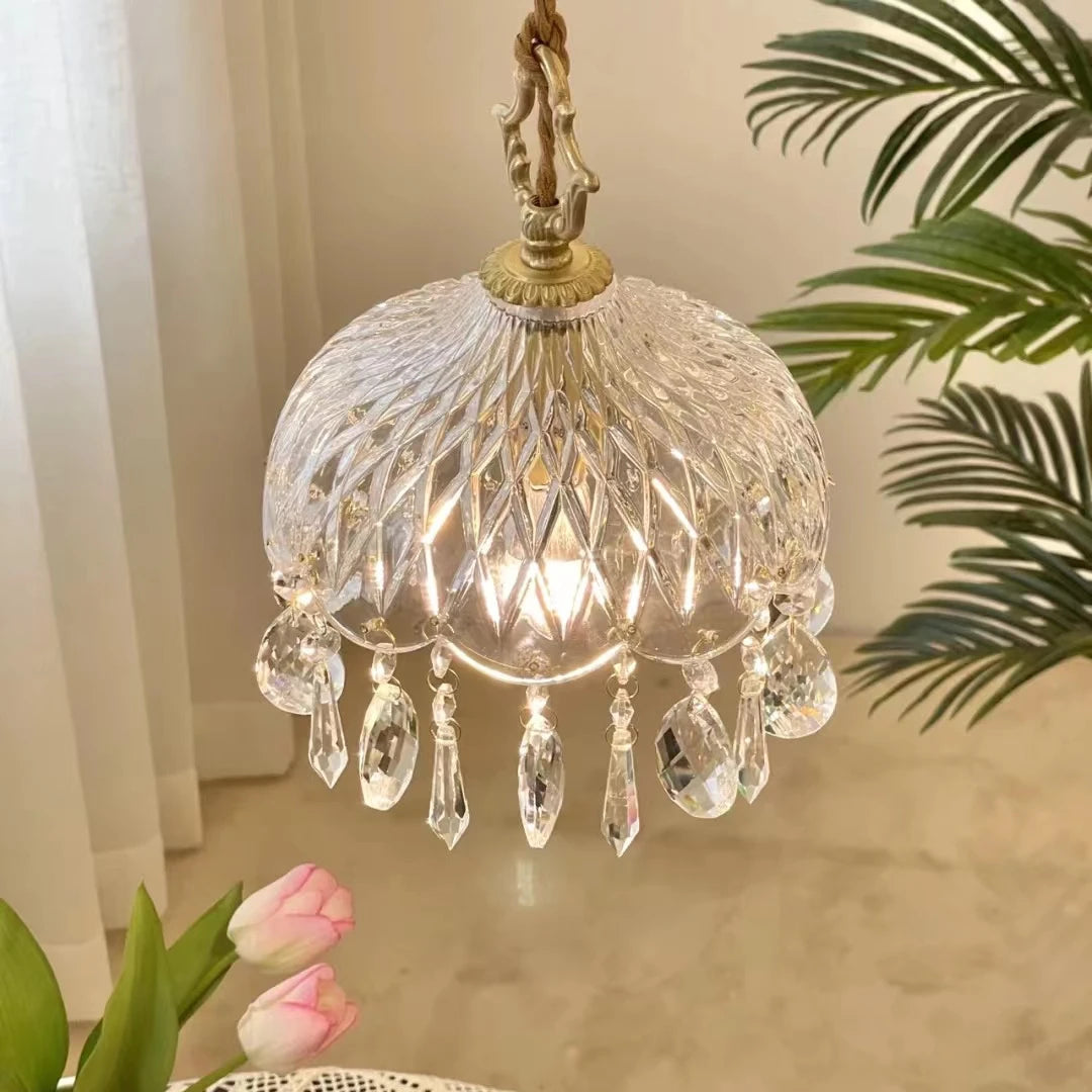 YEBMLP French Retro Glass Hanging Light – Luxury Art Chandelier for Elegant Spaces