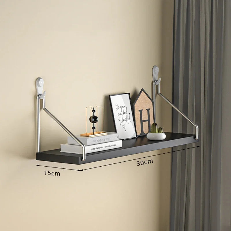 Minimalist No-Drill Wall Shelf – Floating Display Rack for Books & Decorations