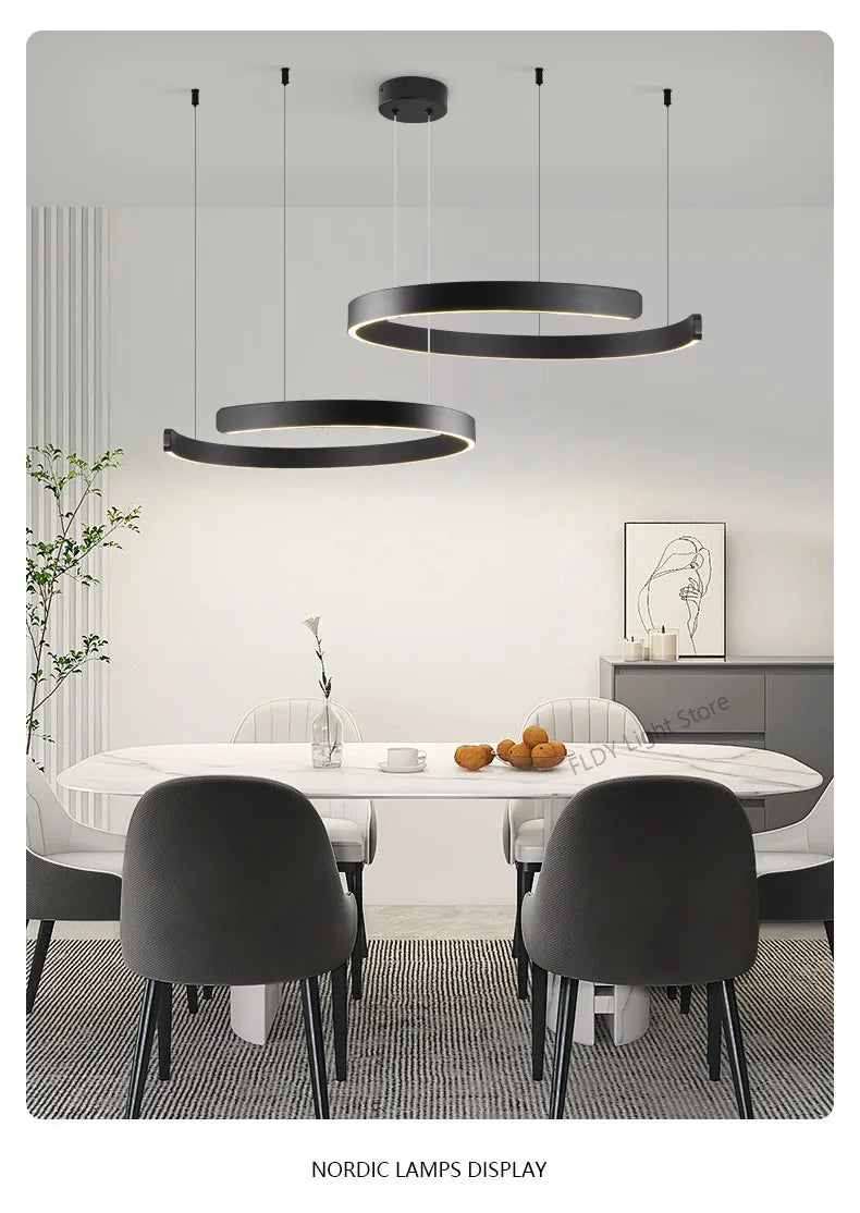 Modern Round Ring Ceiling Chandelier Pendant Light for Dining Room LED Bedroom Living Room Decor