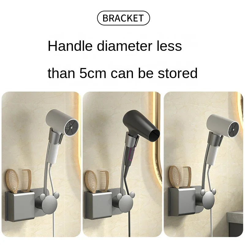 Bathroom Shelf on the Wall Without Drilling – Multifunctional Storage Shelf Organizer with Hair Dryer Holder