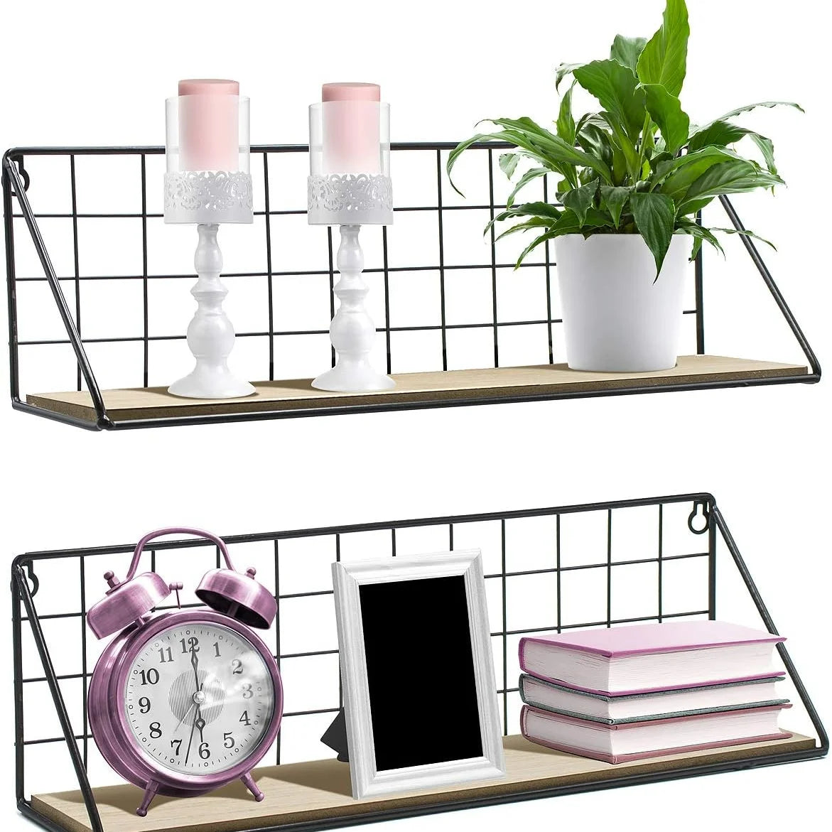 Wall-Mounted Wooden Storage Rack – No-Drill Floating Shelf for Décor & Organization