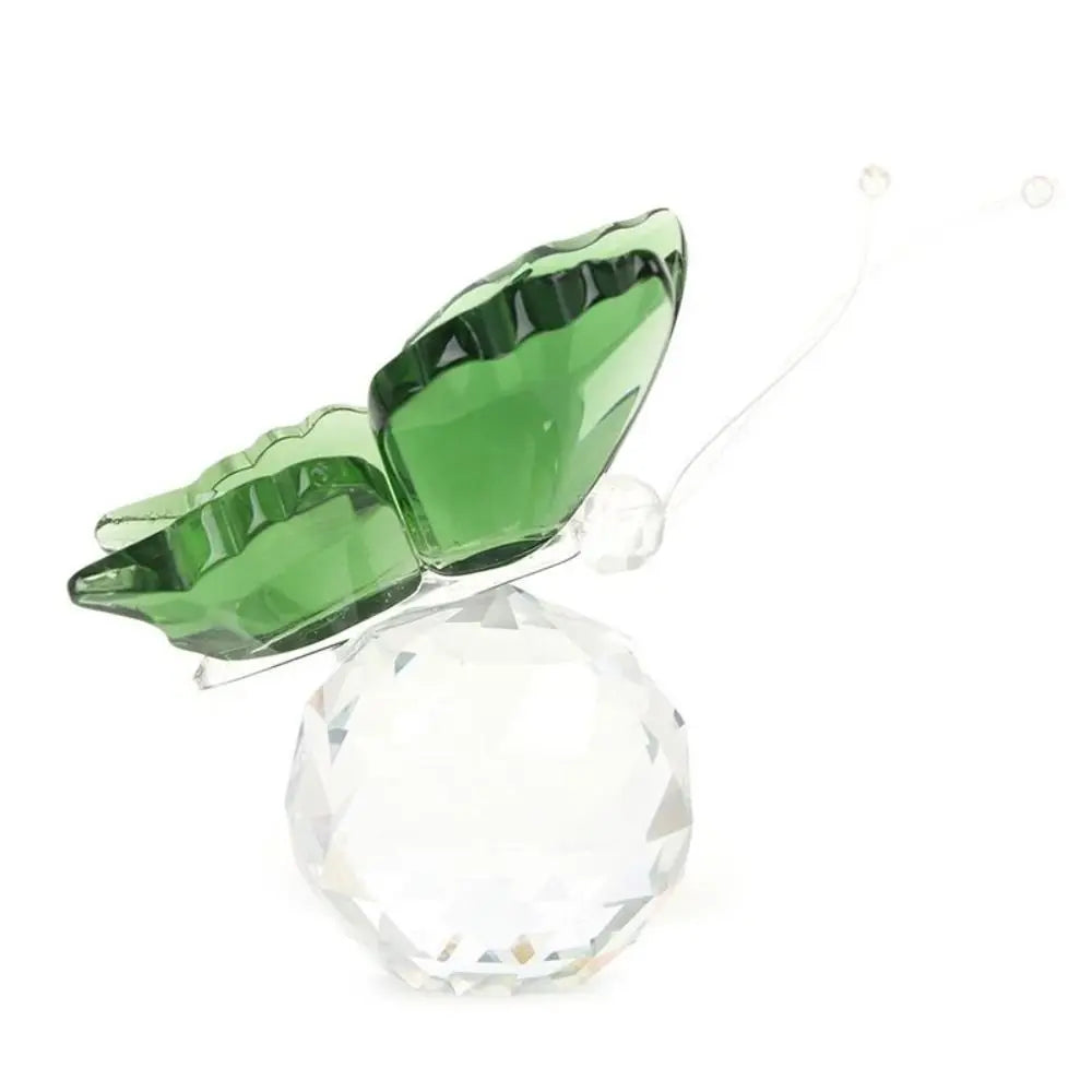 Crystal Butterfly Figurine with Ball Base - Elegant Glass Ornament for Home, Wedding Décor, and Souvenir Gifts