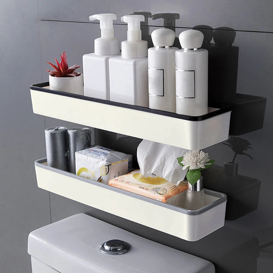 Toilet Bathroom Storage Cabinet Rack – Wall-Mounted Hole-Free Multifunctional Organizer Shelf