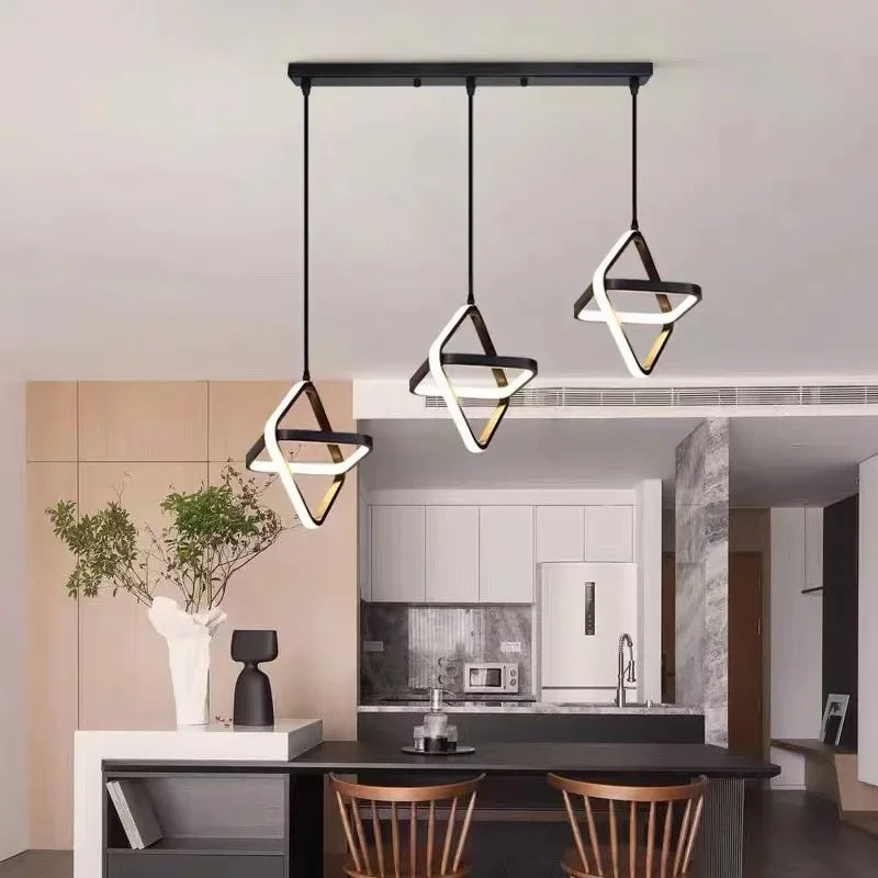 Modern LED Pendant Light - Black Chandelier for Dining Room, Bedroom, Bedside, and Home Decor