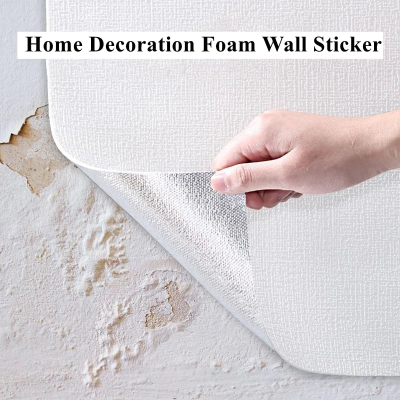 White Foam 3D Wall Sticker – Thick, Waterproof Self-Adhesive XPE Foam Wallpaper for Living Room & Bedroom Decor