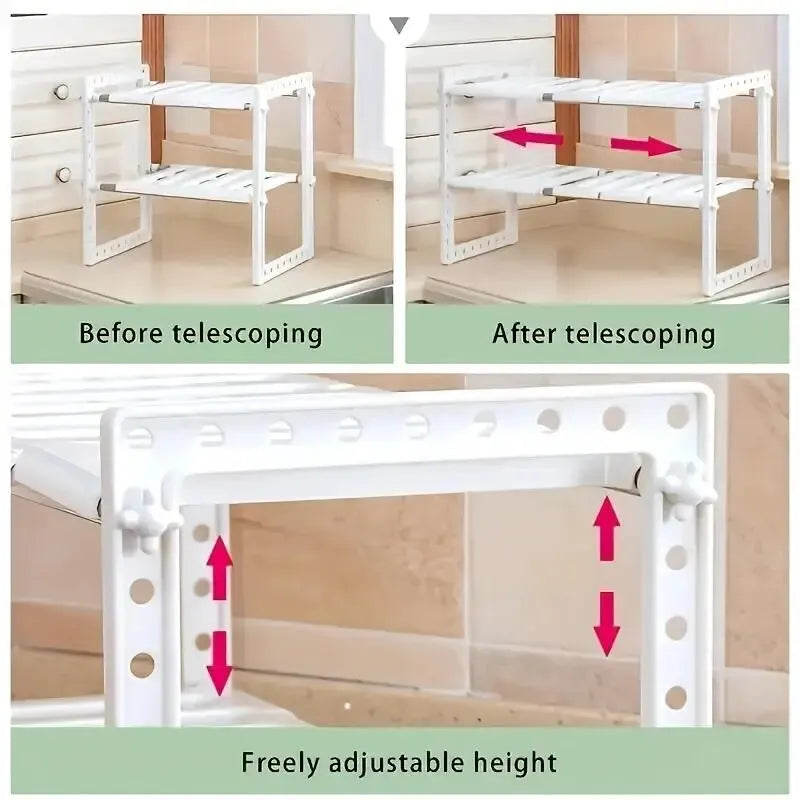 Cabinet Organizer Shelves – Stackable Kitchen Counter Shelves, Pantry & Bathroom Storage Organizer