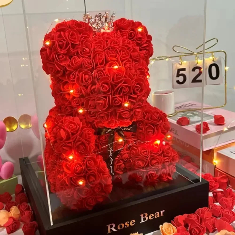 Artificial Flower Eternal Rose Teddy Bear – Perfect Gift for Mother's Day, Birthday, Valentine's Day, and Anniversaries