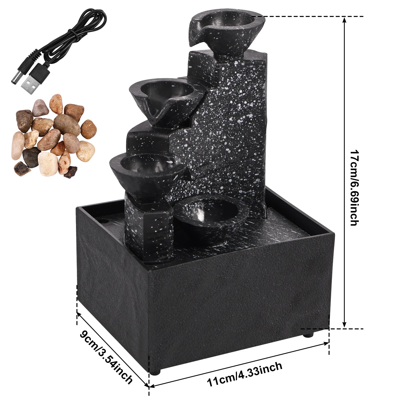 Desktop Waterfall Fountain Decor – Creative Flowing Water Tabletop Ornament for Office & Living Room