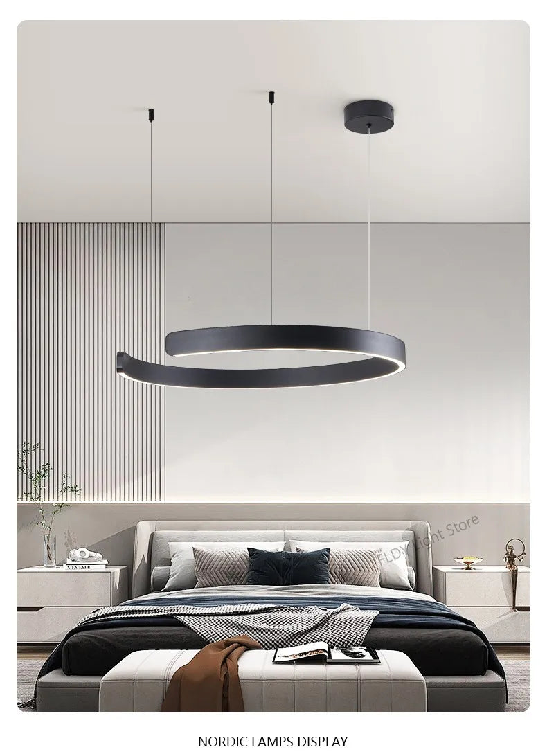 Modern Round Ring Ceiling Chandelier Pendant Light for Dining Room LED Bedroom Living Room Decor