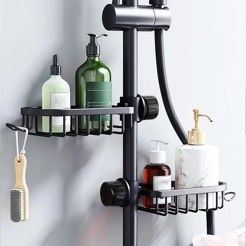 Adjustable Bathroom Faucet Storage Rack – Shampoo & Soap Holder, Kitchen Sink Drain Rack Accessories