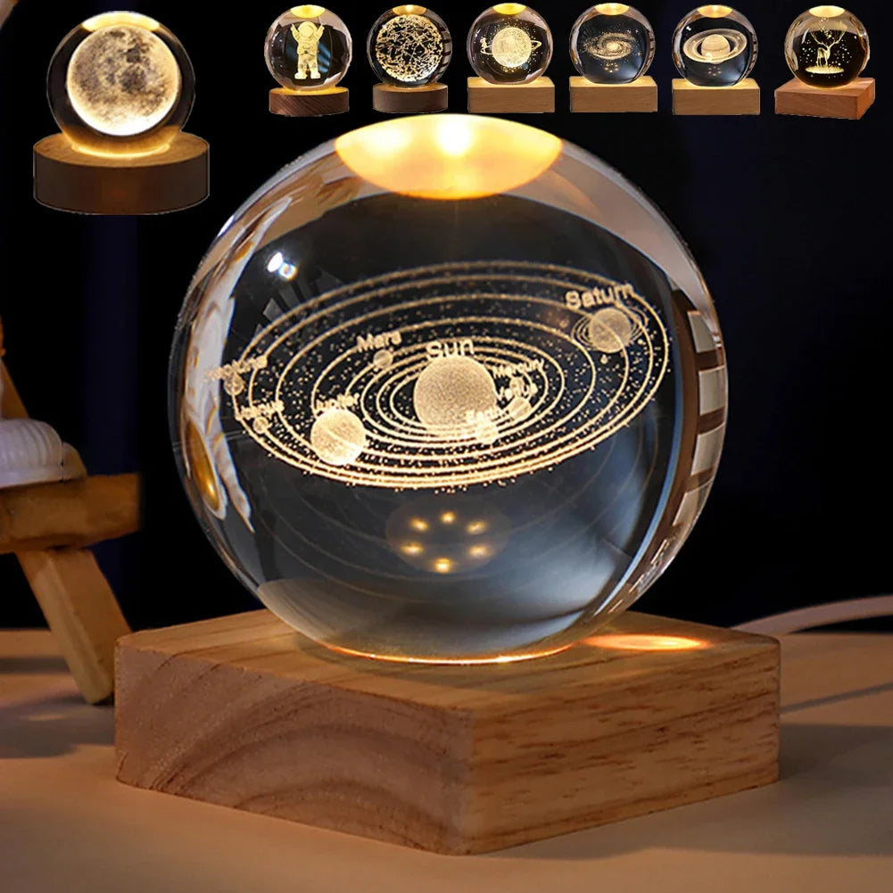 Crystal Ball LED Night Light - Galaxy Atmosphere Lamp for Home Décor