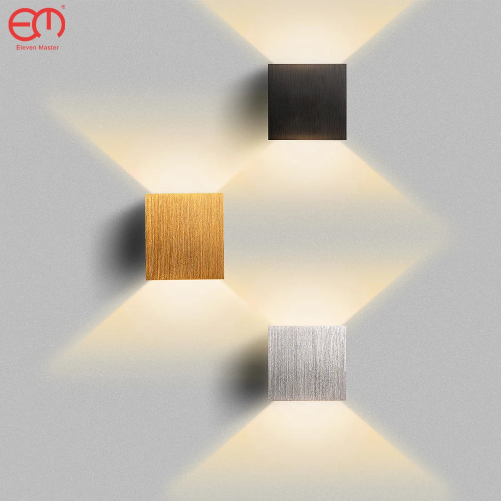 6W Up and Down Wall Lamps - Gold Silver LED Aluminum Wall Light for Bedroom, Living Room