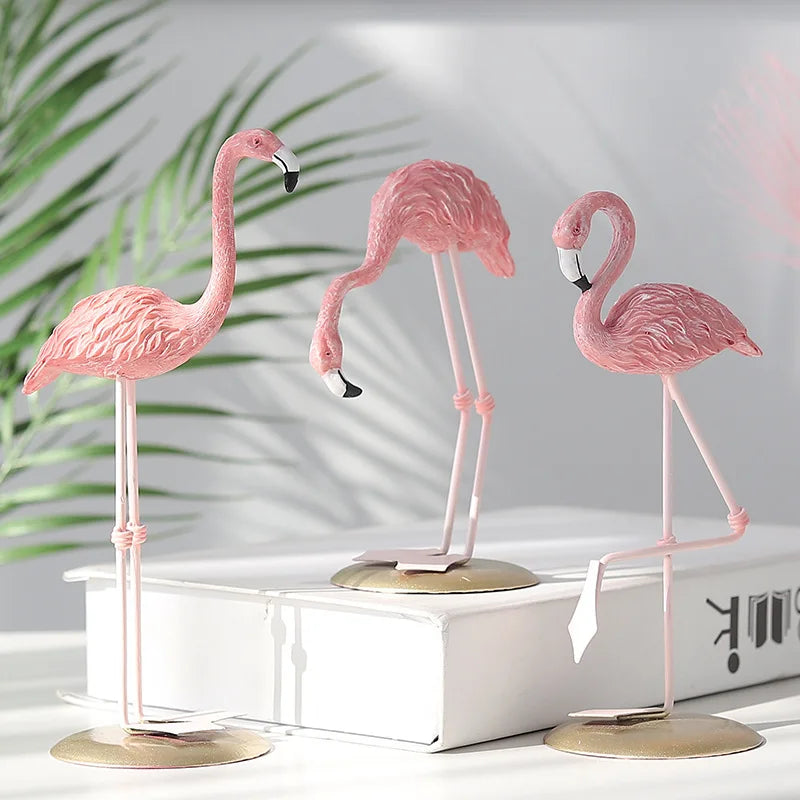 Flamingo Ornaments – Pink Resin Desktop Decorations for Home, Office, and Living Room