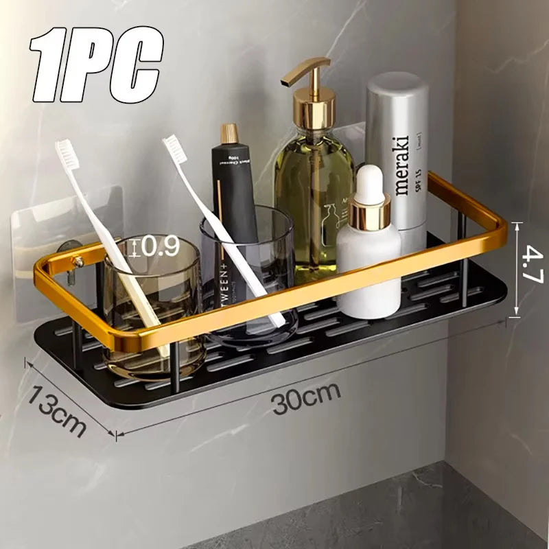 Non-Perforated Bathroom Shelf - Floating Corner Shelf for Wall Storage, Shower Hardware, and Bathroom Rack