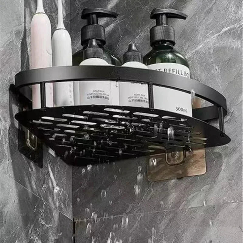 Wall-Mounted Aluminum Bathroom Shelf – No-Drill Shower Organizer for Shampoo, Makeup & Corner Storage