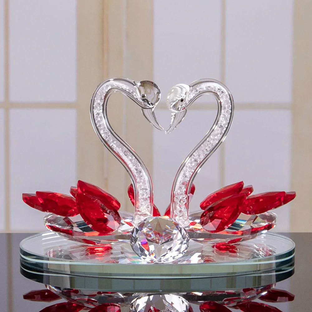 Crystal Swan Ornaments - Elegant Glass Figurines for Living Room Decor & Paperweight Crafts