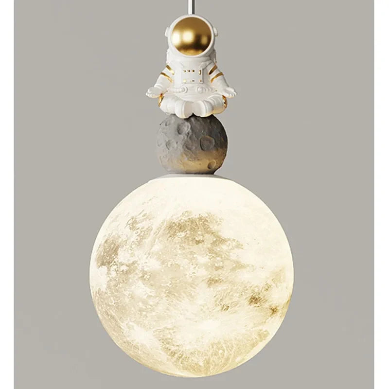 Minimalist Modern Lunar Astronaut Pendant Light Bedside Small Lamp Decor for Children's Room