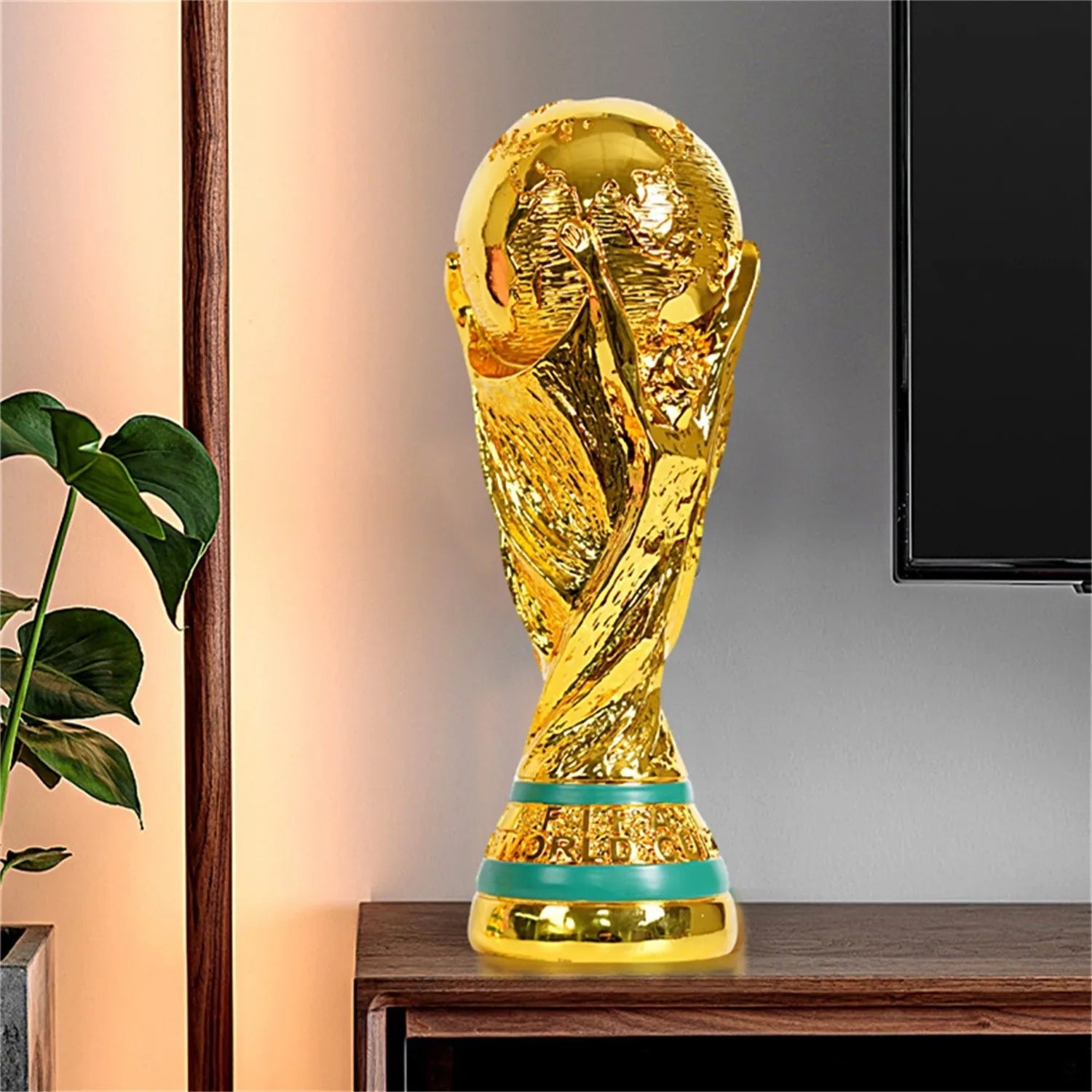 Golden Resin Football Trophy - Champions Soccer Ornament