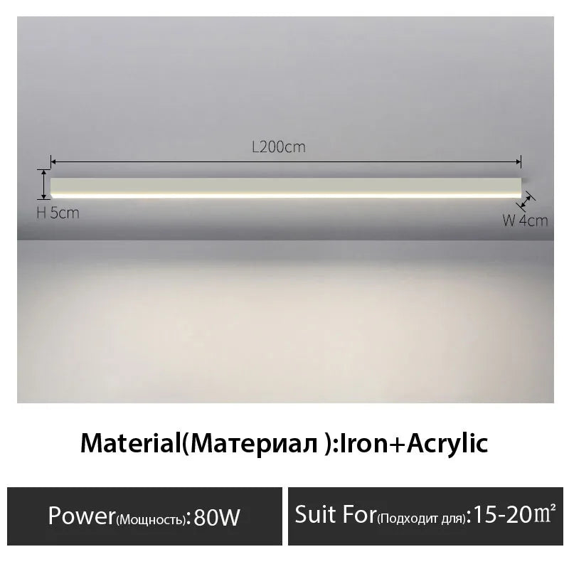 Modern Long Strip LED Ceiling Lights - Versatile Aisle and Room Lighting